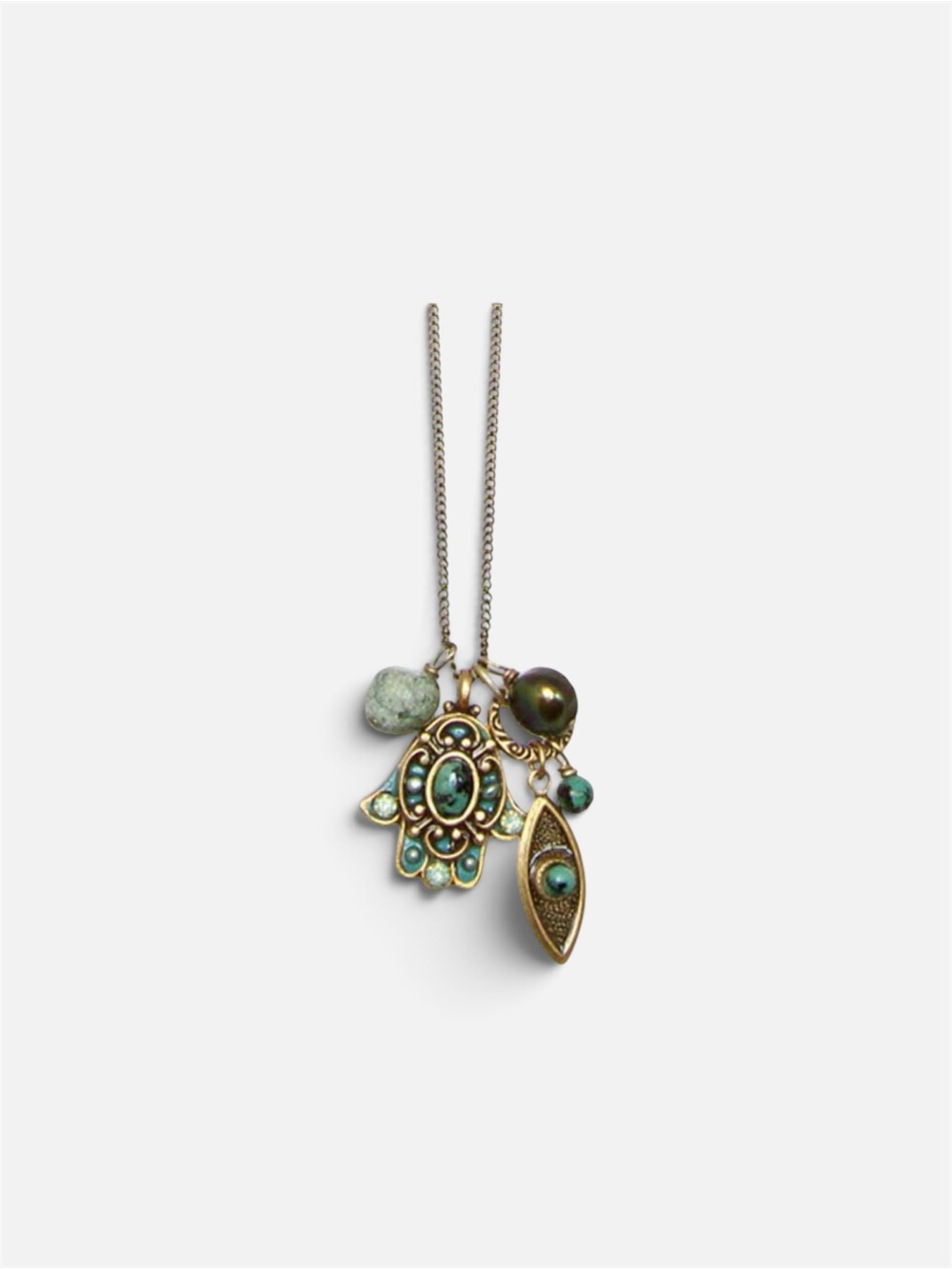 Michal Golan Bohemian Turquoise Hamsa Evil Eye Charm Necklace - Women Jewelry